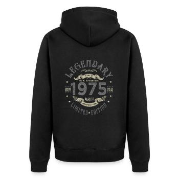 1975 Anniversary legendary since 1975 - Unisex Premium Organic Zip Hoodie - black - Back - Nico (187cm)