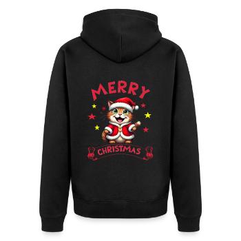 Joyeux Noël Catmas Drôle Père Noël Chat - Veste à capuche bio Premium Unisexe - noir - Dos - Nico (187cm)