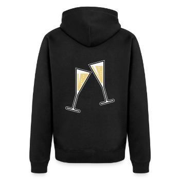 2 Sektgläser (Sekt / Trichter / Zu / 3C) - Unisex Premium Bio Zip Hoodie - Schwarz - Hinten - Nico (187cm)