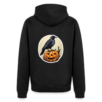 Corneille de Corbeau d’Halloween sur citrouille - Veste à capuche bio Premium Unisexe - noir - Dos - Nico (187cm)