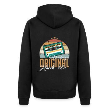 März 1951 - Geburtstagsgeschenk - Unisex Premium Bio Zip Hoodie - Schwarz - Hinten - Nico (187cm)