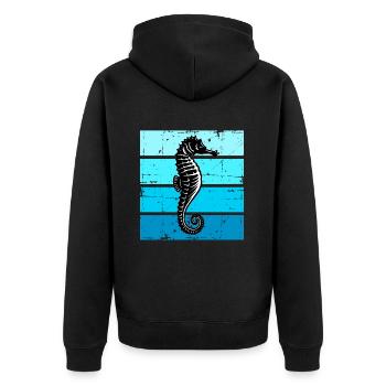 Seepferdchen Meereslebewesen Seepferd - Unisex Premium Bio Zip Hoodie - Schwarz - Hinten - Nico (187cm)