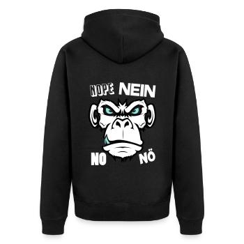 Nope No Nö Nein Ich will nicht Ich mache das nicht - Unisex Premium Bio Zip Hoodie - Schwarz - Hinten - Nico (187cm)