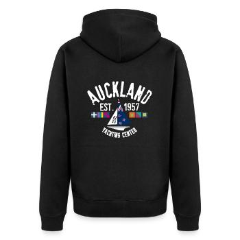 Auckland Yachting Center - Unisex Premium Bio Zip Hoodie - Schwarz - Hinten - Nico (187cm)