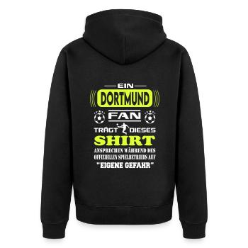 Fußball Fan Fussballverein Dortmund - Unisex Premium Bio Zip Hoodie - Schwarz - Hinten - Nico (187cm)