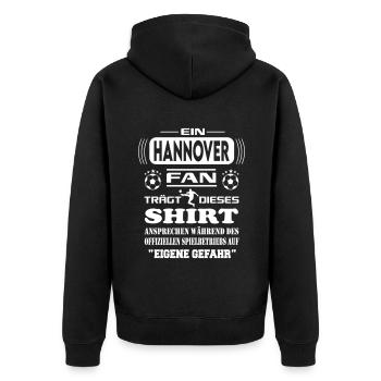 Fußball Fan Fussballverein Hannover - Unisex Premium Bio Zip Hoodie - Schwarz - Hinten - Nico (187cm)
