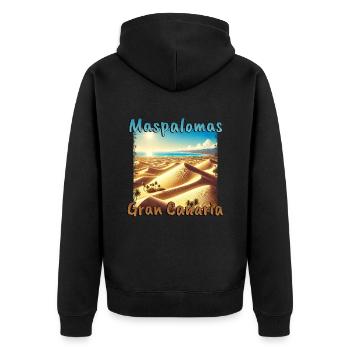 Maspalomas Dunes Beach Sunset Grunge - Unisex Premium Organic Zip Hoodie - black - Back - Nico (187cm)