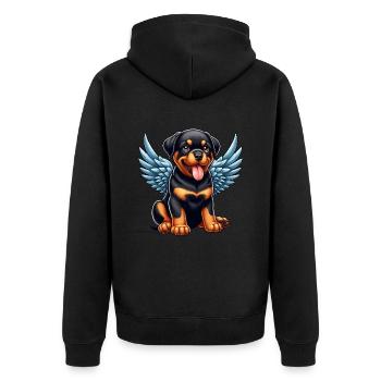 Mignon Rottweiler Angel Chibi Dessin animé - Veste à capuche bio Premium Unisexe - noir - Dos - Nico (187cm)