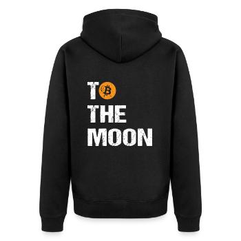 Bitcoin to the moon Bitcoin - Unisex Premium Organic Zip Hoodie - black - Back - Nico (187cm)
