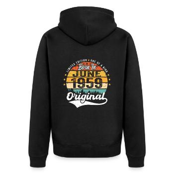 Né en Juin 1959 Cadeau d’anniversaire Juin 1959 - Veste à capuche bio Premium Unisexe - noir - Dos - Nico (187cm)