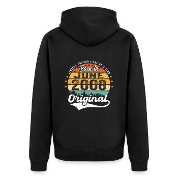 Born in June 2008 Birthday Gift June 2008 - Unisex Premium Organic Zip Hoodie - black - Back - Nico (187cm)