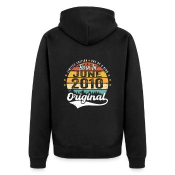 Born in June 2010 Birthday Gift June 2010 - Unisex Premium Organic Zip Hoodie - black - Back - Nico (187cm)