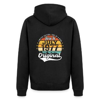 1977 July - Years of greatness since July 1977 - Unisex Premium Organic Zip Hoodie - black - Back - Nico (187cm)