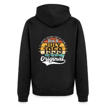 1959 Juillet - Années de grandeur depuis juillet 1959 - Veste à capuche bio Premium Unisexe - noir - Dos - Nico (187cm)