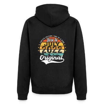 2022 July - Years of awesomeness since July 2022 - Unisex Premium Organic Zip Hoodie - black - Back - Nico (187cm)