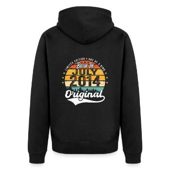 2014 Juillet - Années de grandeur depuis Juillet 2014 - Veste à capuche bio Premium Unisexe - noir - Dos - Nico (187cm)
