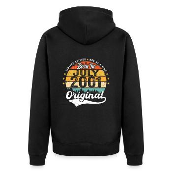 2001 Juillet - Années de grandeur depuis juillet 2001 - Veste à capuche bio Premium Unisexe - noir - Dos - Nico (187cm)