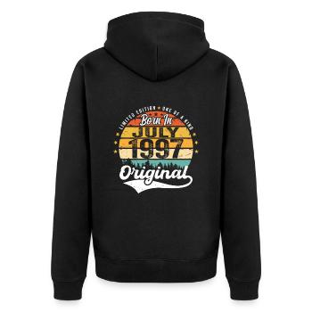 1997 July - Years of greatness since July 1997 - Unisex Premium Organic Zip Hoodie - black - Back - Nico (187cm)