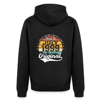 1999 Juillet - Années de grandeur depuis juillet 1999 - Veste à capuche bio Premium Unisexe - noir - Dos - Nico (187cm)
