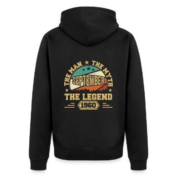 Legendär seit September 1960 Retro 1960 September - Unisex Premium Bio Zip Hoodie - Schwarz - Hinten - Nico (187cm)