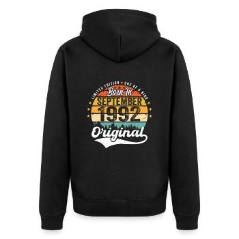 September 1992 Jubilee 1992 September - Unisex Premium Organic Zip Hoodie - black - Back - Nico (187cm)