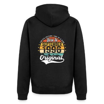 September 1996 Jubilee 1996 September - Unisex Premium Organic Zip Hoodie - black - Back - Nico (187cm)
