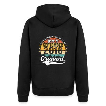 September 2018 Anniversary 2018 September - Unisex Premium Organic Zip Hoodie - black - Back - Nico (187cm)