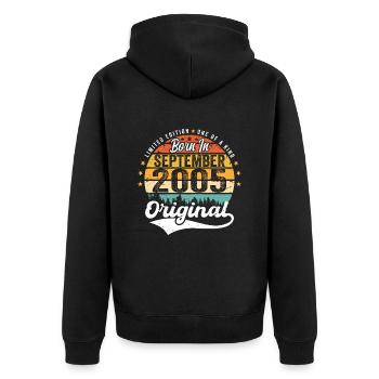 September 2005 Jubilee 2005 September - Unisex Premium Organic Zip Hoodie - black - Back - Nico (187cm)