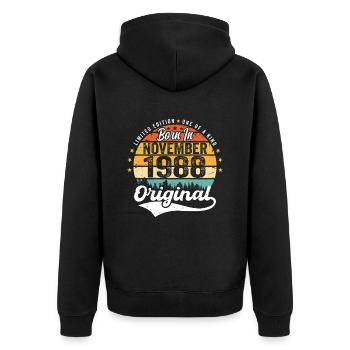 Légendaire depuis novembre 1988 - 1988 - Veste à capuche bio Premium Unisexe - noir - Dos - Nico (187cm)