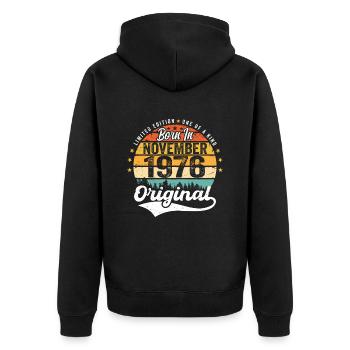 Legendary since November 1976 - 1976 - Unisex Premium Organic Zip Hoodie - black - Back - Nico (187cm)