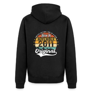 Legendary since November 2011 - 2011 - Unisex Premium Organic Zip Hoodie - black - Back - Nico (187cm)