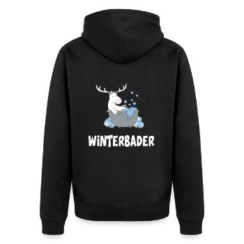 Winterbader eisschwimmen Eisbad Eisbader - Unisex Premium Bio Zip Hoodie - Schwarz - Hinten - Nico (187cm)