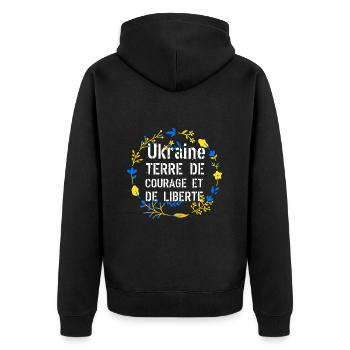 Ukraine terre de courage et de liberté - Veste à capuche bio Premium Unisexe - noir - Dos - Nico (187cm)