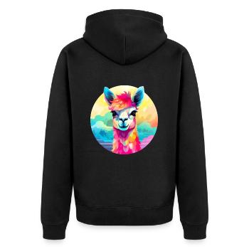 Lama sucré - Veste à capuche bio Premium Unisexe - noir - Dos - Nico (187cm)