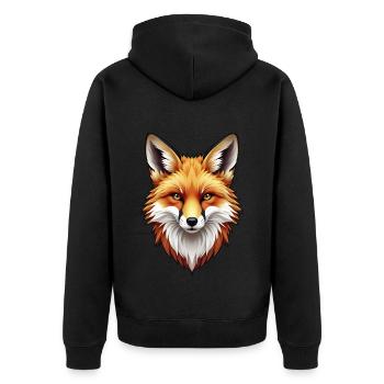 Fuchskopf in Farbe - Unisex Premium Bio Zip Hoodie - Schwarz - Hinten - Nico (187cm)
