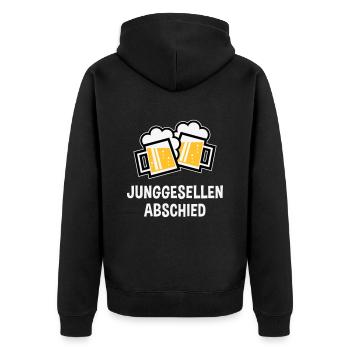 Junggesellenabschied (Bier Bayrische Bierkrüge 3C) - Unisex Premium Bio Zip Hoodie - Schwarz - Hinten - Nico (187cm)