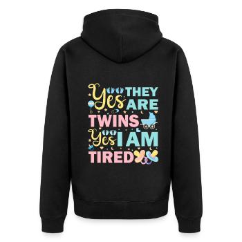 Funny Twin Parents Twin Mother Father Matching - Unisex Premium Bio Zip Hoodie - Schwarz - Hinten - Nico (187cm)