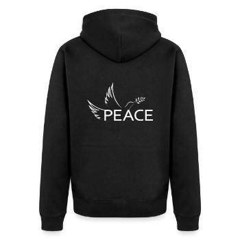 Peace Frieden Friedenstaube Demo Protest Freiheit - Unisex Premium Bio Zip Hoodie - Schwarz - Hinten - Nico (187cm)