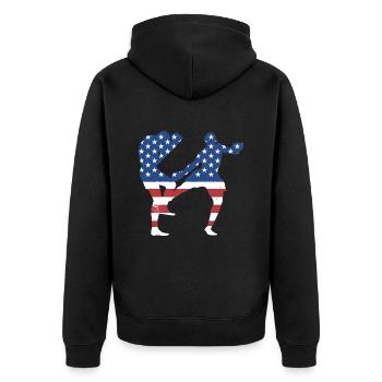 Sport Us Flag MMA - Unisex Premium Bio Zip Hoodie - Schwarz - Hinten - Nico (187cm)
