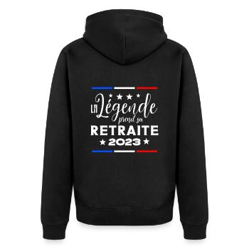 La Légende Prend sa Retraite 2023 - Humour F/H - Veste à capuche bio Premium Unisexe - noir - Dos - Nico (187cm)