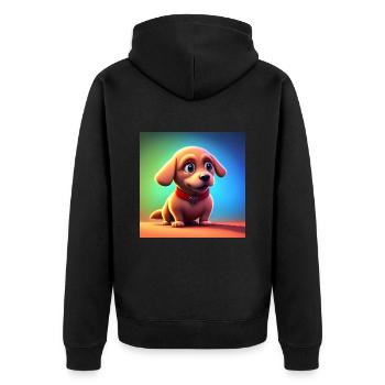 ENTZÜCKENDER KLEINER FRÖHLICHER HUND - Unisex Premium Bio Zip Hoodie - Schwarz - Hinten - Nico (187cm)