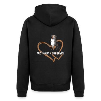 Dog Aussie Heart - Unisex Premium Bio Zip Hoodie - Schwarz - Hinten - Nico (187cm)
