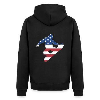 Sport Us Flag Snowboarding - Unisex Premium Bio Zip Hoodie - Schwarz - Hinten - Nico (187cm)