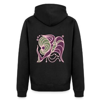 Abendchen. Zwei Engel im Licht der Harmonie. - Unisex Premium Bio Zip Hoodie - Schwarz - Hinten - Nico (187cm)