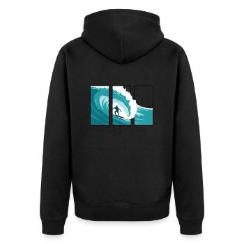 Ride the Wave - Unisex Premium Organic Zip Hoodie - black - Back - Nico (187cm)