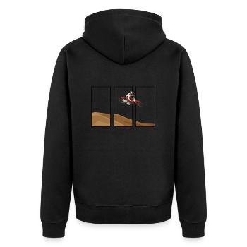 Fuel. Dirt. Freedom. - Unisex Premium Bio Zip Hoodie - Schwarz - Hinten - Nico (187cm)