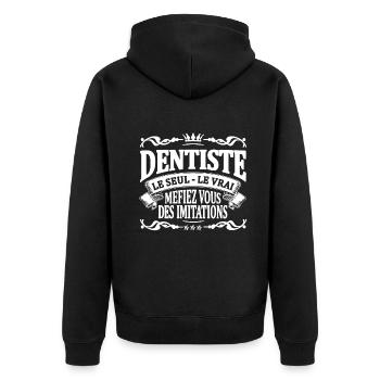dentiste le seul le vrai - Veste à capuche bio Premium Unisexe - noir - Dos - Nico (187cm)