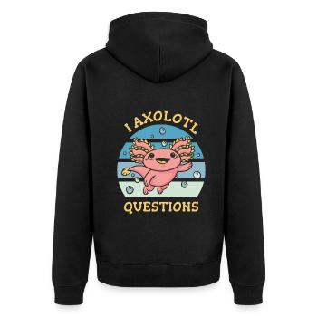 I aI axolotl questions - Unisex Premium Bio Zip Hoodie - Schwarz - Hinten - Nico (187cm)
