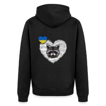 UKRAINE Cherson waschbär "the cherson raccoon" - Unisex Premium Bio Zip Hoodie - Schwarz - Hinten - Nico (187cm)