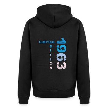 60. Geburtstag Mann Frau 60 Jahre 1963 - Unisex Premium Bio Zip Hoodie - Schwarz - Hinten - Nico (187cm)